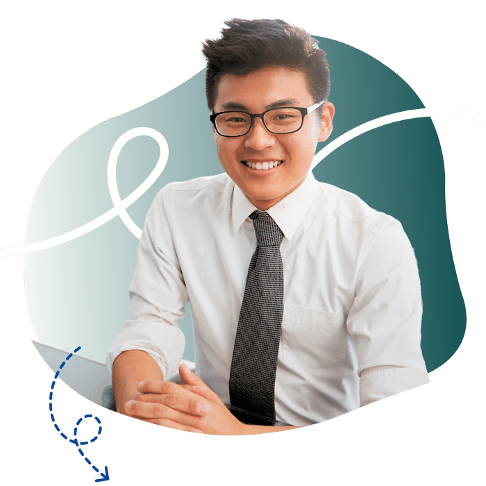 portrait of professional young man in white polo and tie